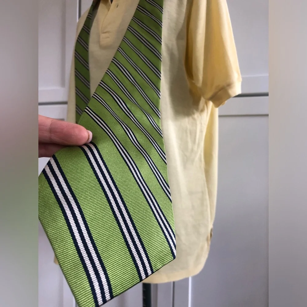 J. Crew Green Striped Silk Imported Tie